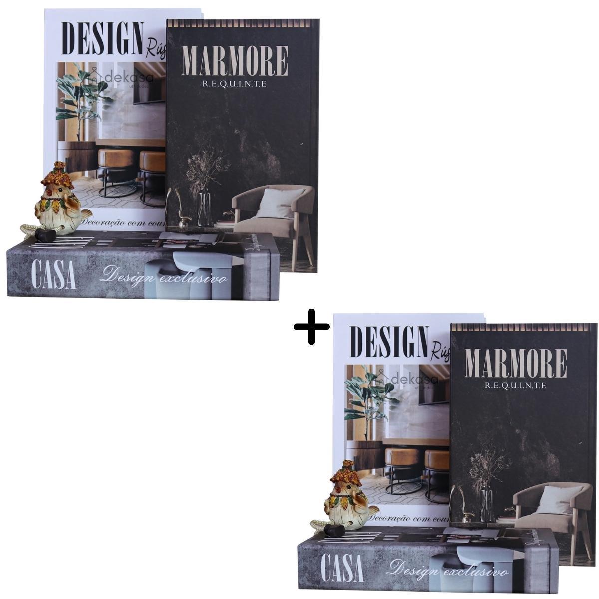 Livros Decorativos Organizadores Kit 3 - Design Rústico