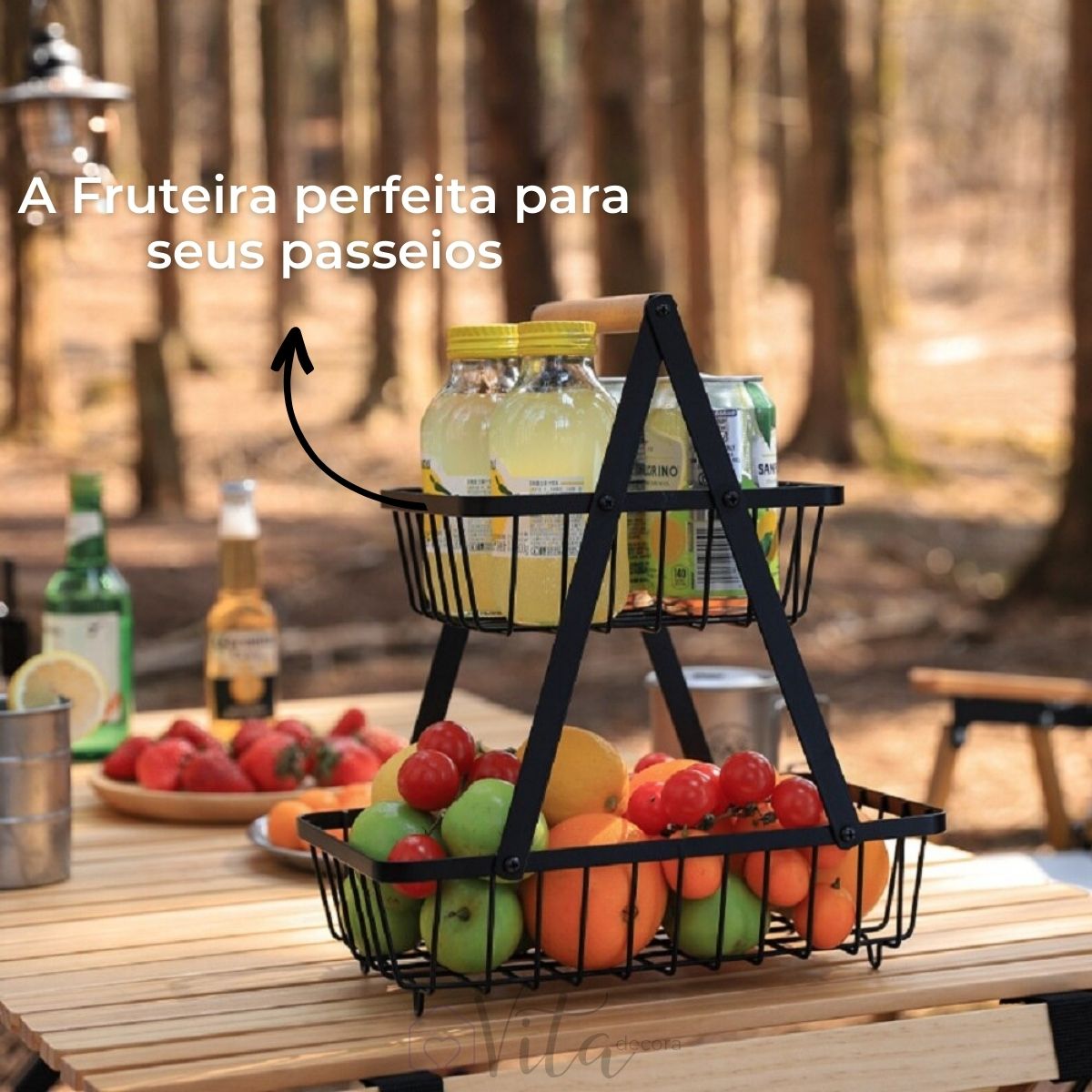 Fruteira Dupla Cesto de Frutas De Mesa Moderna - POUCAS UNIDADES