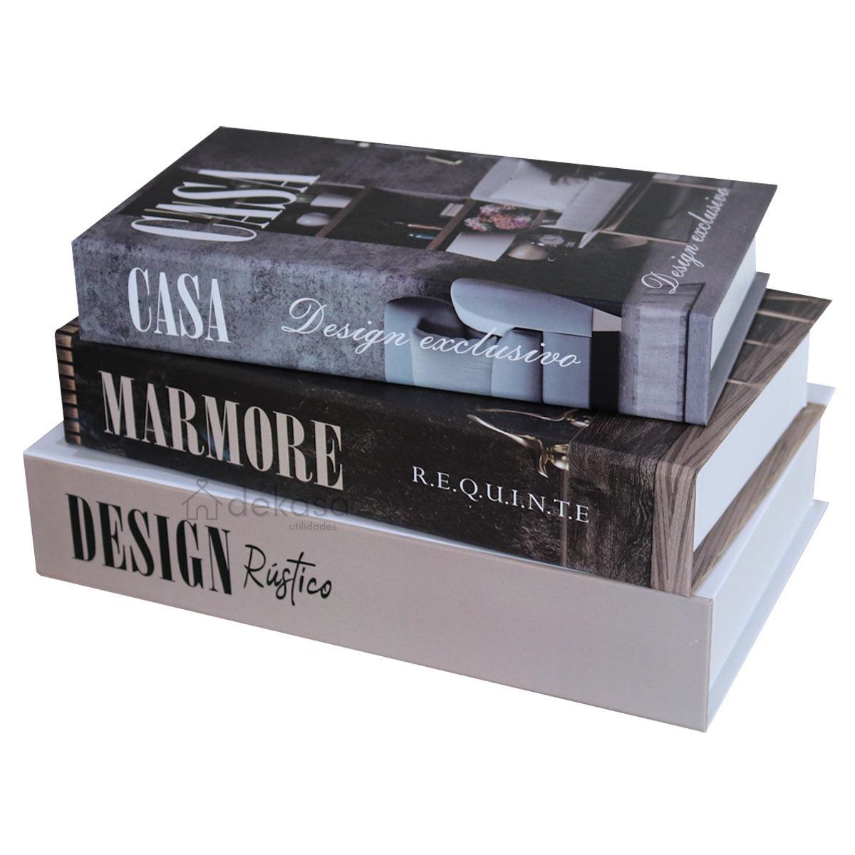 Livros Decorativos Organizadores Kit 3 - Design Rústico