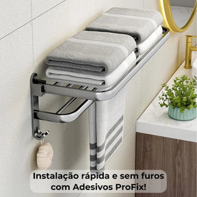 VitaFlex - Porta-Toalhas Grande Retrátil + Adesivos ProFix™! [FRETE GRÁTIS]