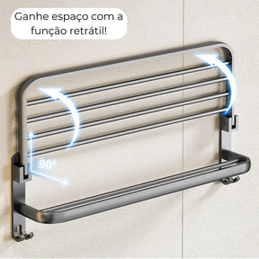 VitaFlex - Porta-Toalhas Grande Retrátil + Adesivos ProFix™! [FRETE GRÁTIS]