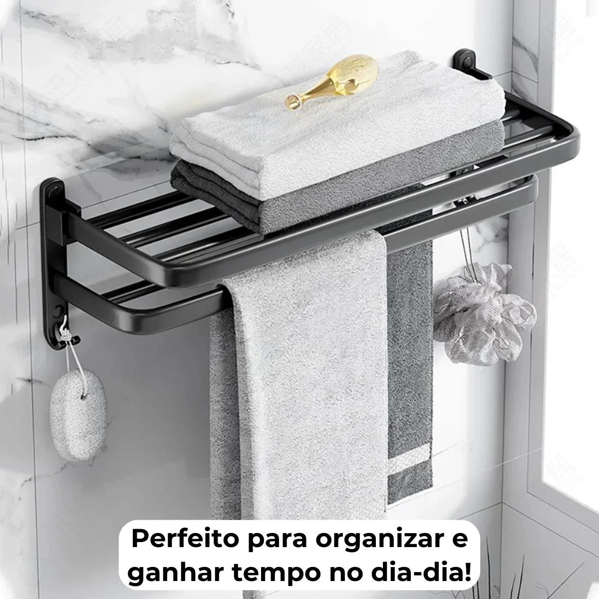 VitaFlex - Porta-Toalhas Grande Retrátil + Adesivos ProFix™! [FRETE GRÁTIS]