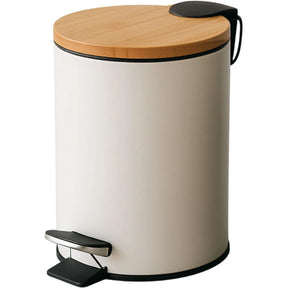Lixeira VitaClean Premium 5L - Inox com Tampa Bambu