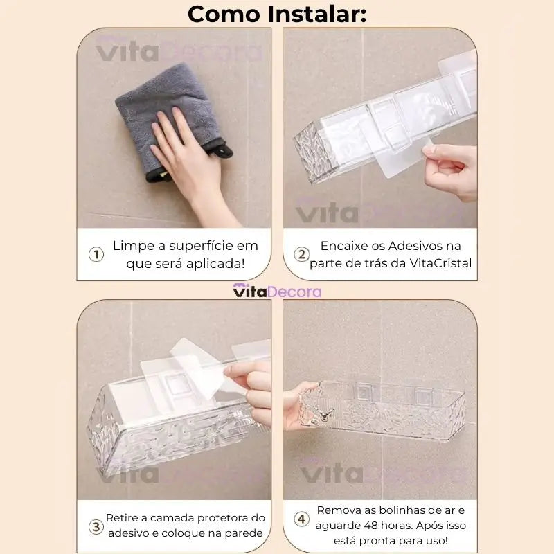 VitaCril - Suporte Organizador Acrílico + Kit Adesivos ProFix™ [FRETE GRÁTIS]