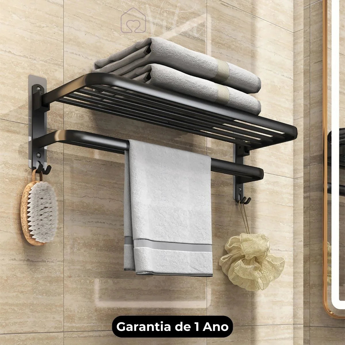 VitaFlex - Porta-Toalhas Grande Retrátil + Adesivos ProFix™! [FRETE GRÁTIS]
