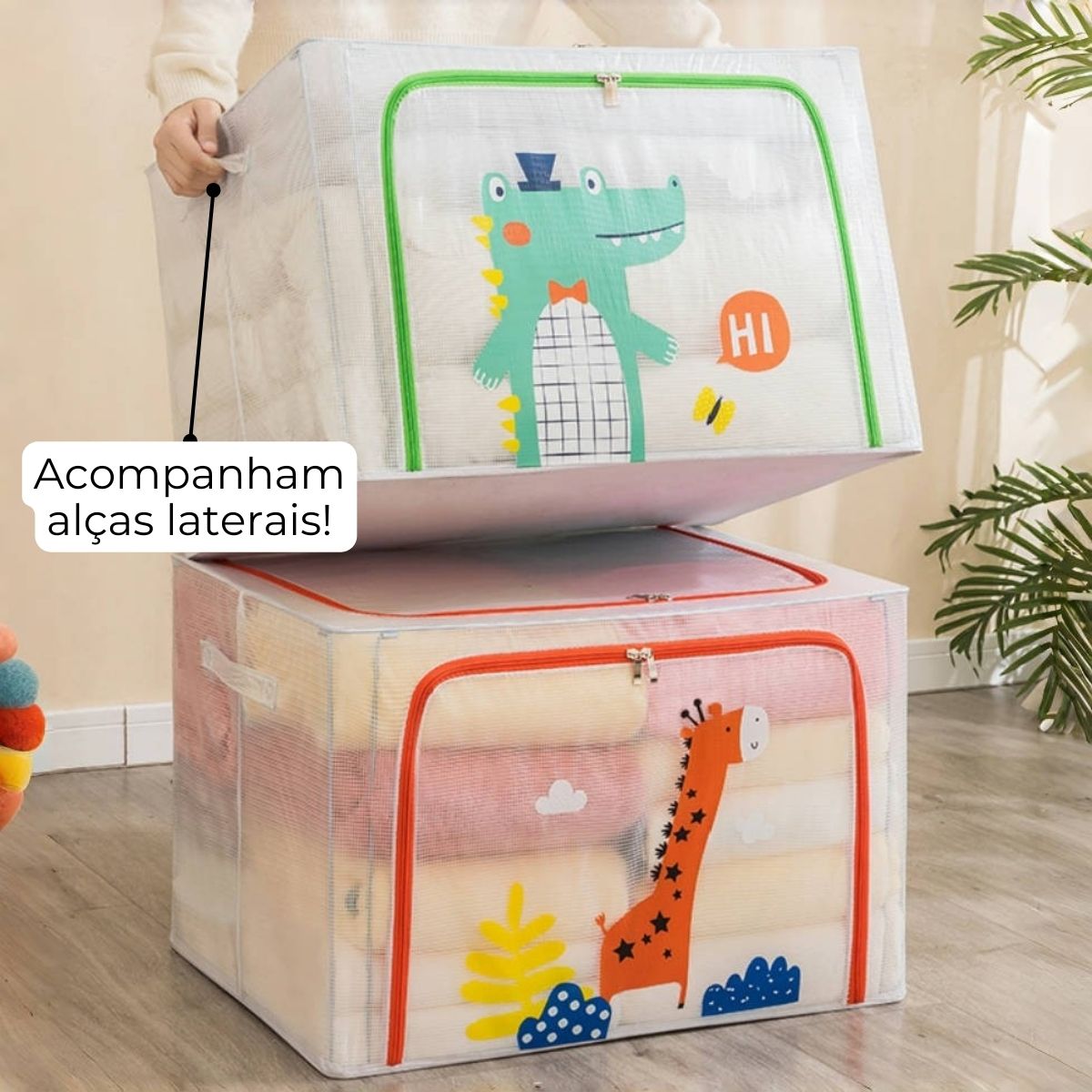 Organizador Infantil com Zíper – Grande (66L) para Brinquedos e Roupas