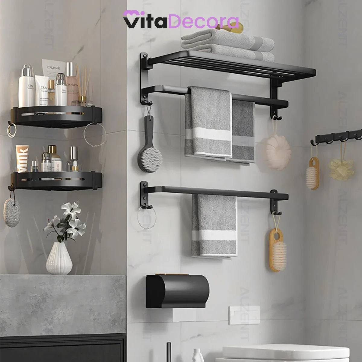 VitaFlex - Porta-Toalhas Grande Retrátil + Adesivos ProFix™! [FRETE GRÁTIS]