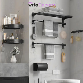VitaFlex - Porta-Toalhas Grande Retrátil + Adesivos ProFix™! [FRETE GRÁTIS]