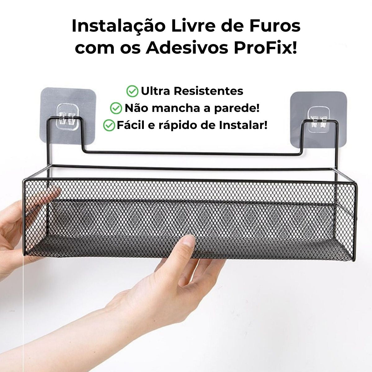 Cesto Organizador Suporte Aramado – Com Adesivos ProFix!
