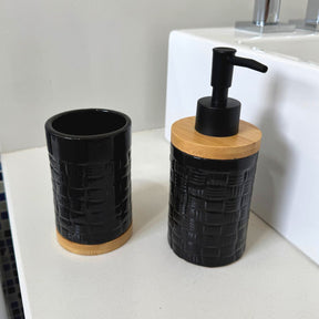 Kit Banheiro Lavabo Conjunto Saboneteira Porta Escova Porcelana 2 Peças