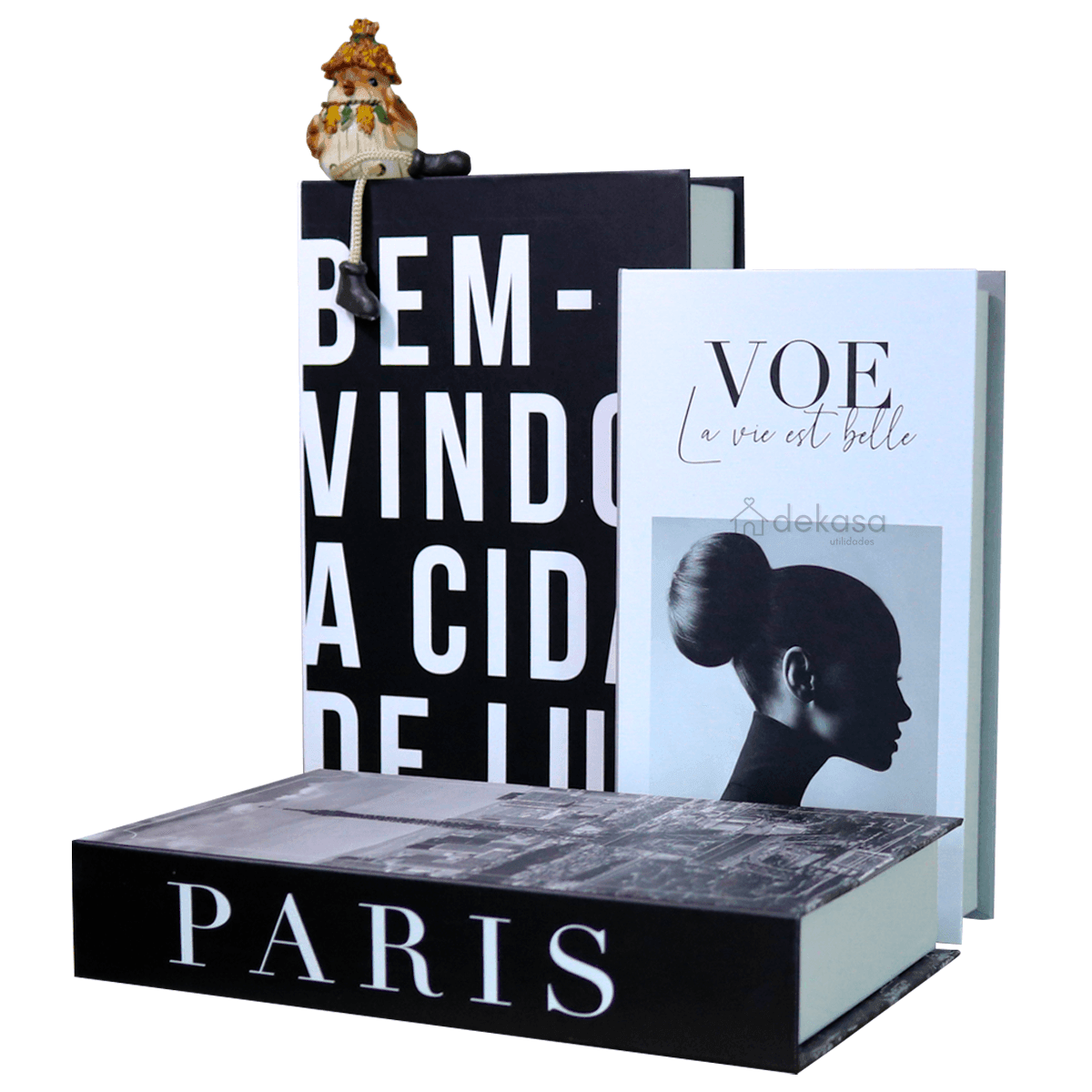 Kit 3 Livros Decorativos Falso Organizadores - Modelo Paris